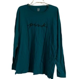 PINK VS Long Sleeve Tee Caribbean Blue (Teal) w/Blk Logo Script